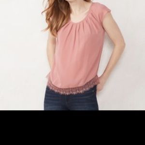 Lauren Conrad pleated blouse in deep purple